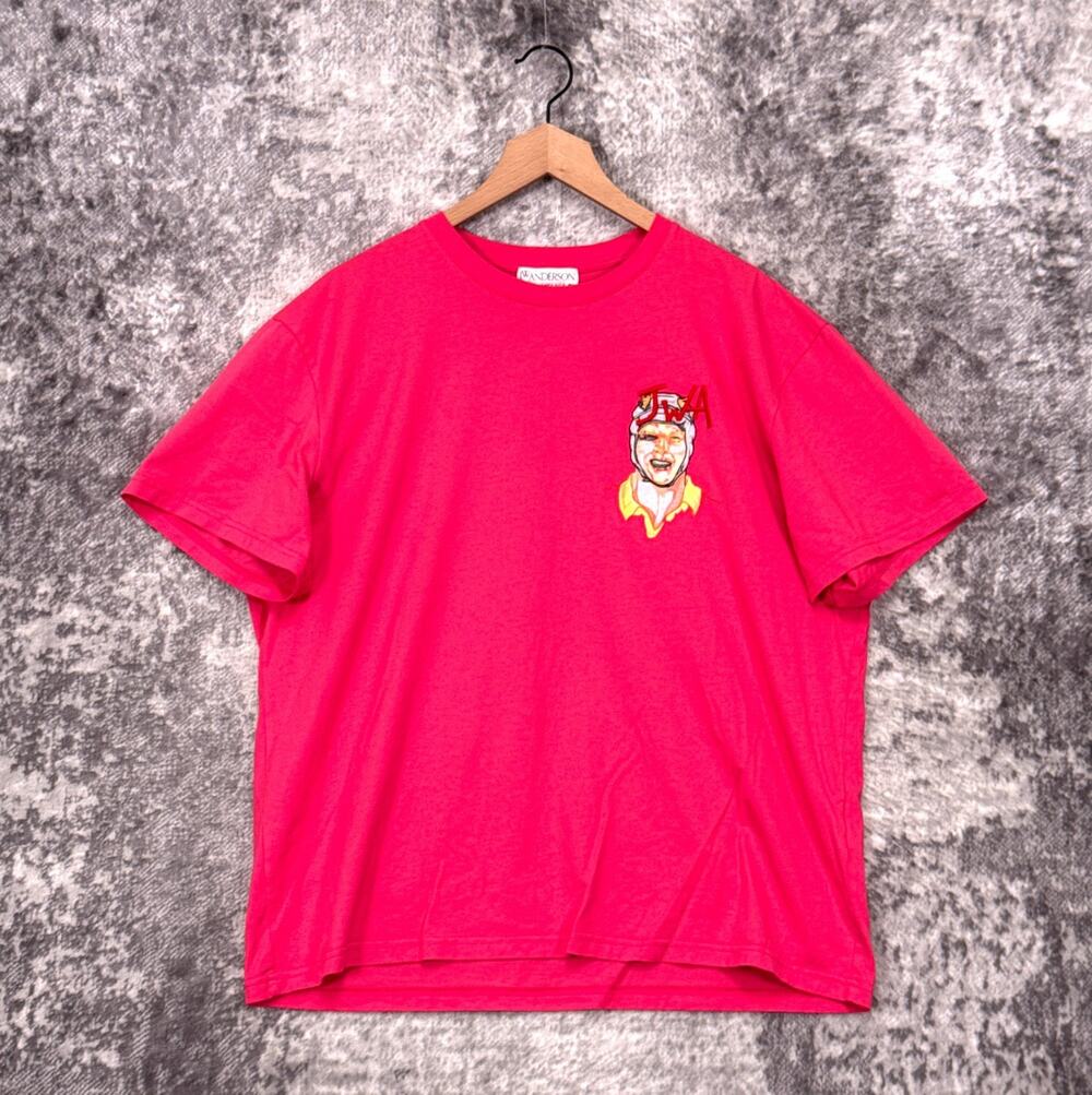 JW Anderson Pol Anglada Shirt XL Mens Pink Rugby Player Embroidered